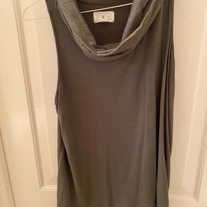olive lou and grey cowl neck tank top